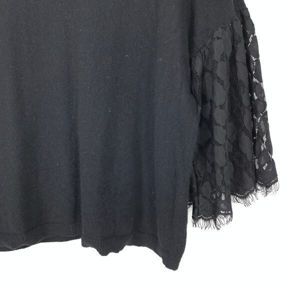 Autumn Cashmere Sweater Women's Size Small 3/4 Lace Bell Sleeves Solid Black - Picture 4 of 6